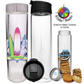 16 Oz. Clear Glass Cylinder Water Bottle w/ Flip Top Lid (4 Color Process)